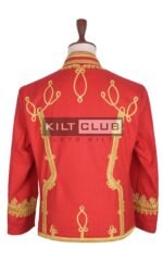 Red Wool Gold Braided Military Officer Jacket - Image 3
