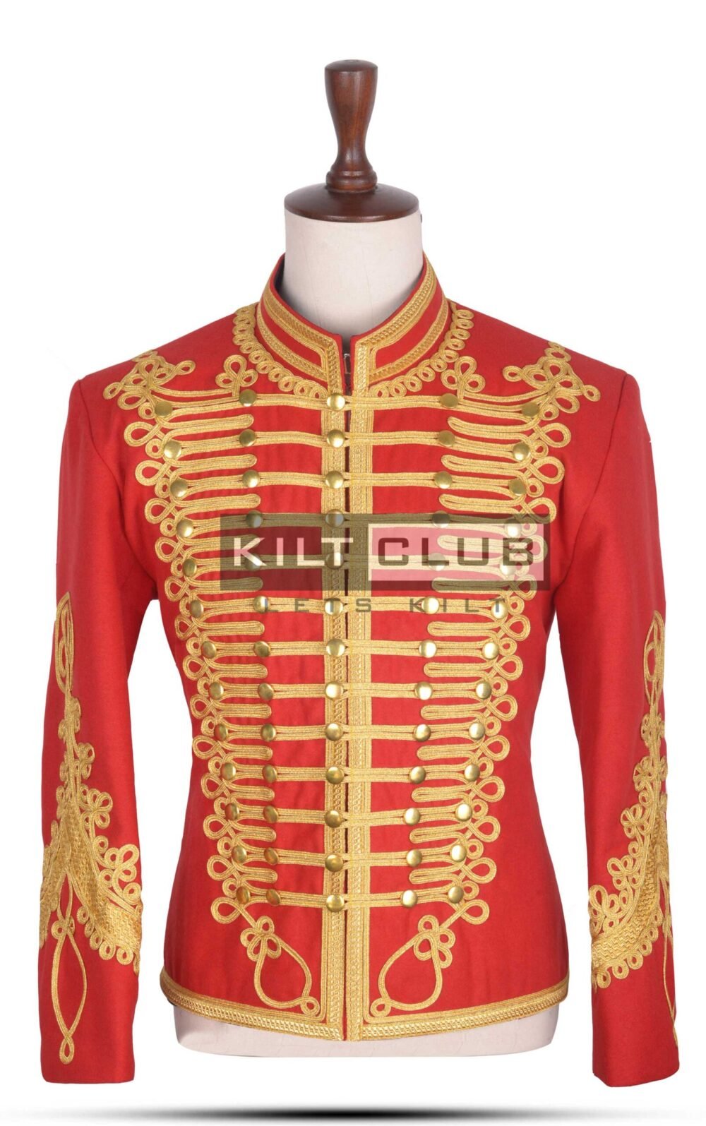 Red Wool Gold Braided Military Officer Jacket