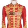 Red Wool Gold Braided Military Officer Jacket
