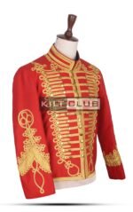 Red Wool Gold Braided Military Officer Jacket - Image 2