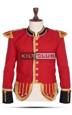 Red Wool Scottish Military Piper Jacket
