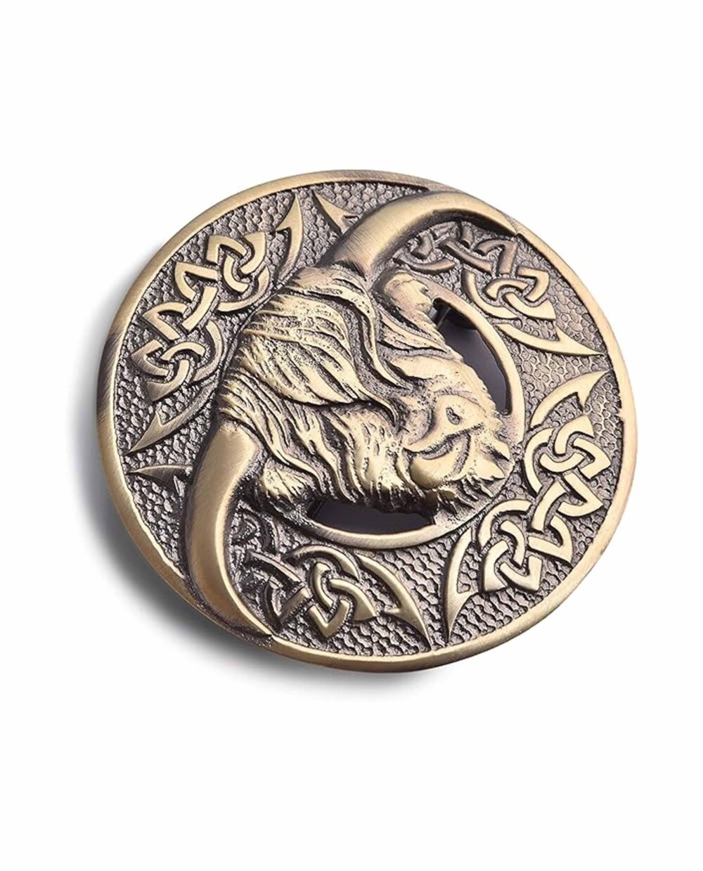 Scottish Antique Pin Cow Kilt Brooch Brass