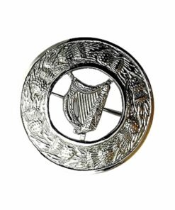 Scottish Antique Pin Irish Harp Brooch Brass Antique