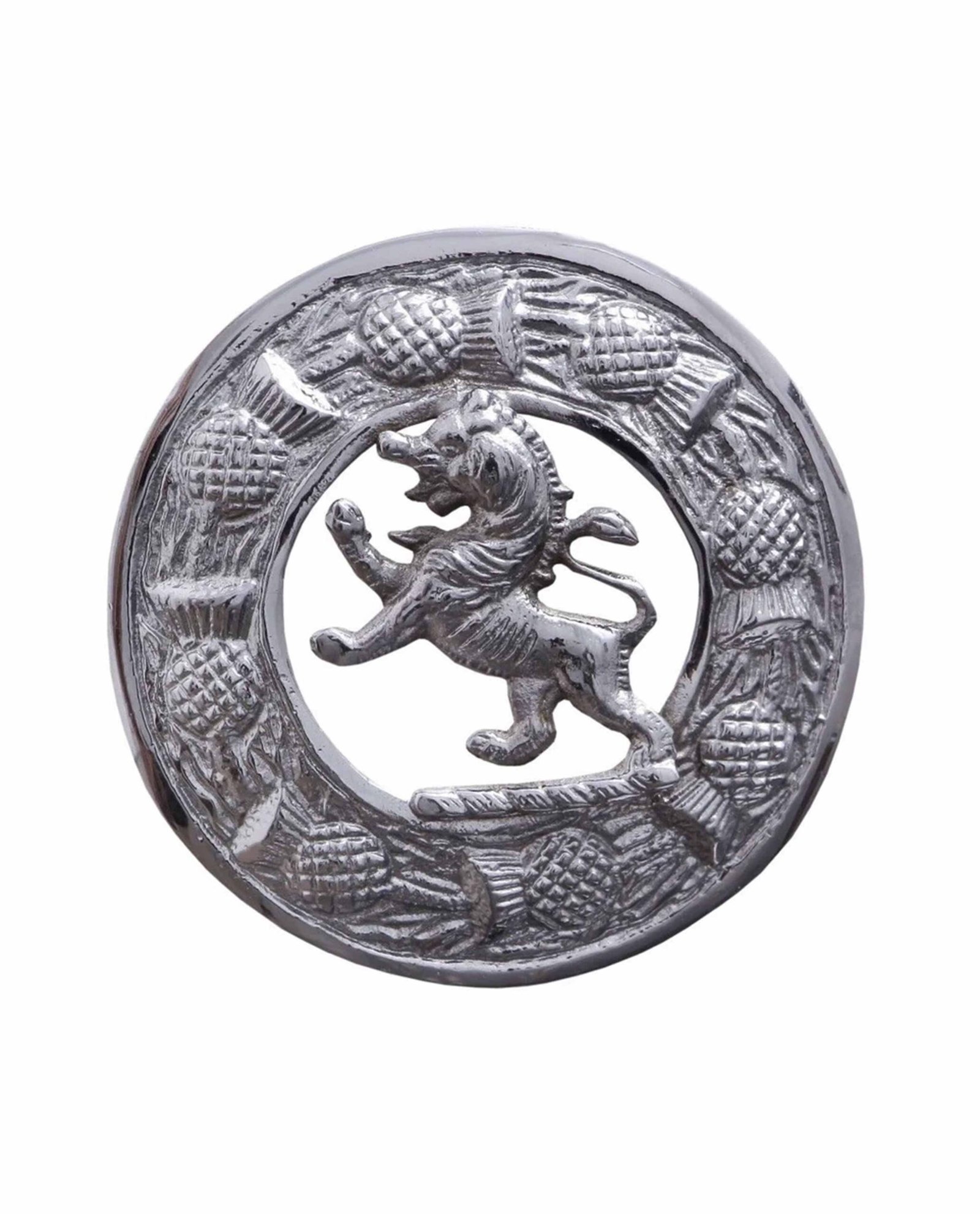 Scottish Antique Pin Lion Rampant Brooch Chrome