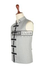 Silver Gray Wool Fashion Waistcoat - Image 2
