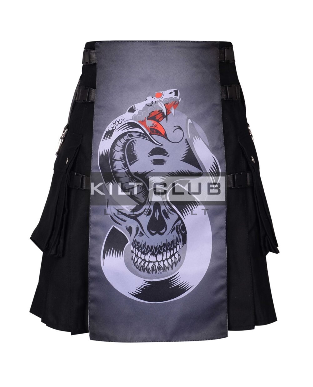 Snake and Skull Black Gothic Kilt