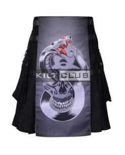 Snake and Skull Black Gothic Kilt
