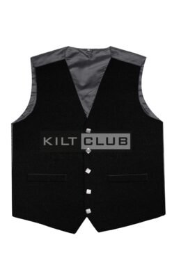Solid Black Wool Waistcoat