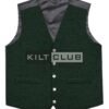 Solid Green Wool Waistcoat
