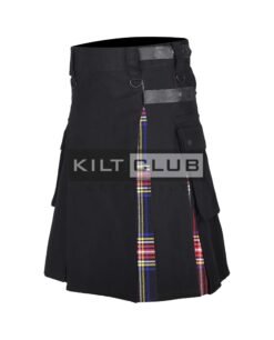 Alternative view of Stewart Black Tartan 8-Yard Hybrid Kilt