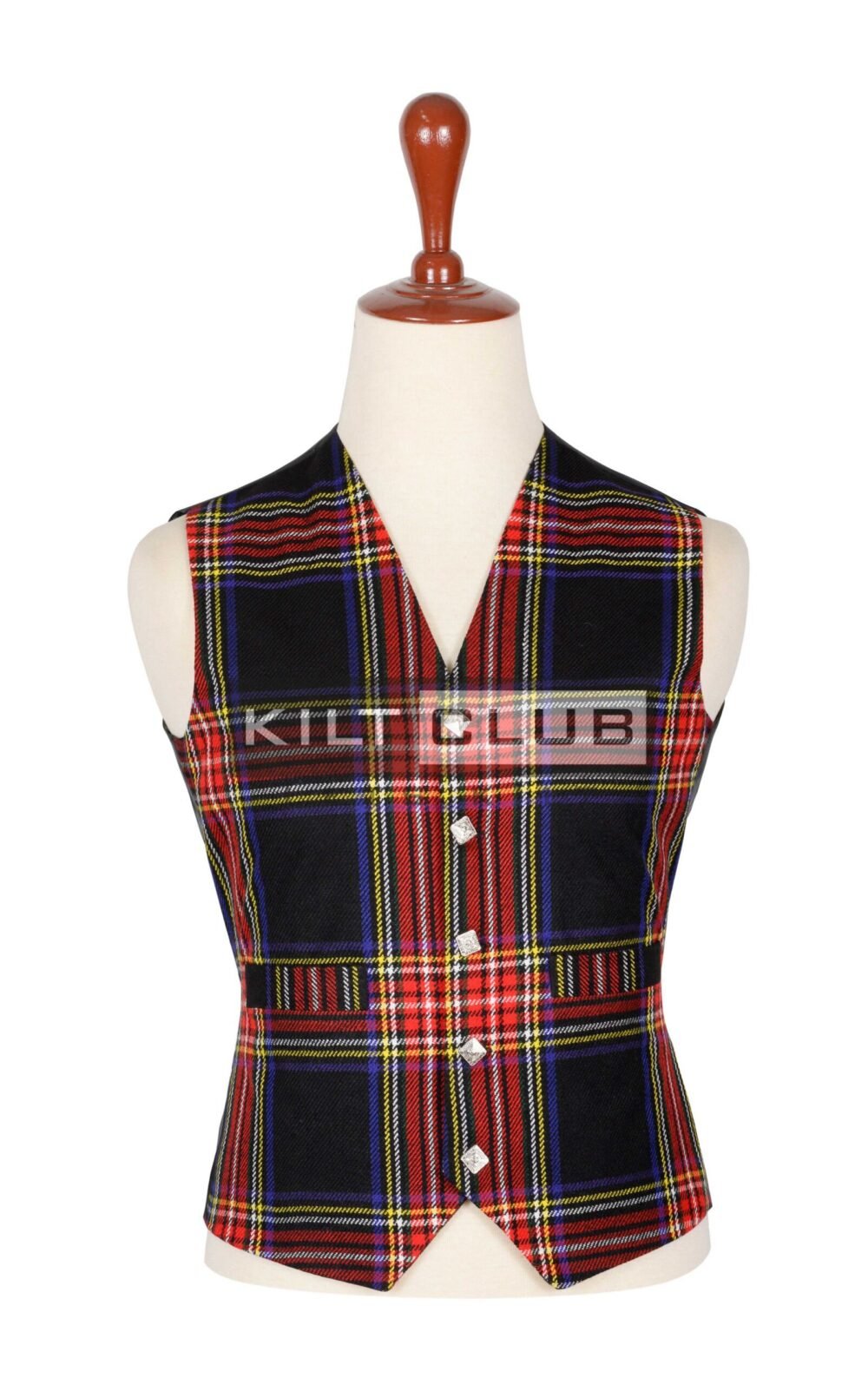 Stewart Black Tartan Waistcoat