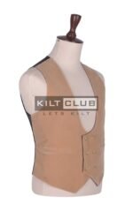 Tan Velvet Double Breasted Waistcoat - Image 2