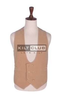 Tan Velvet Double Breasted Waistcoat