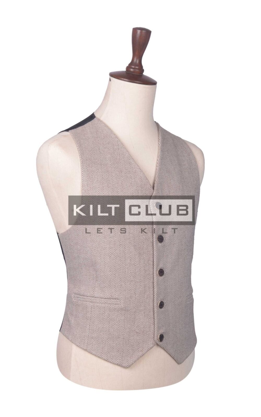 Tan Velvet Double Breasted Waistcoat