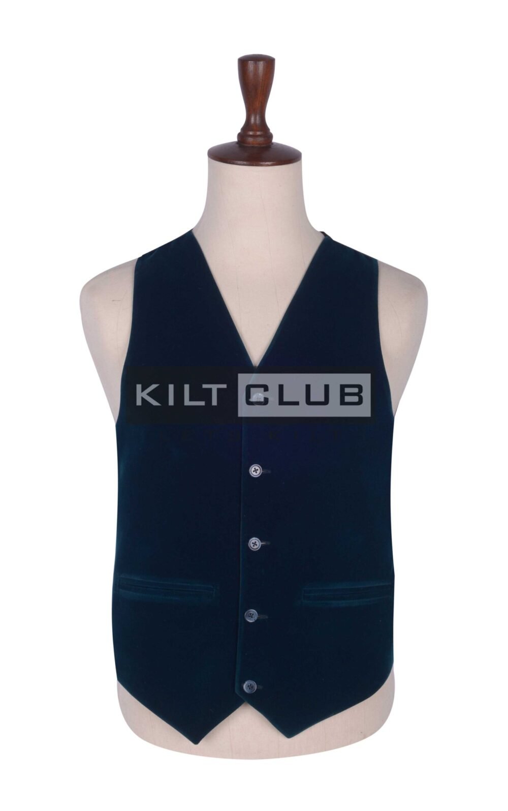 Turquoise Blue Velvet Argyll Waistcoat