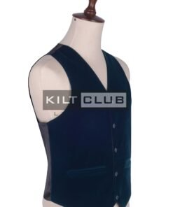 Alternative view of Turquoise Blue Velvet Argyll Waistcoat