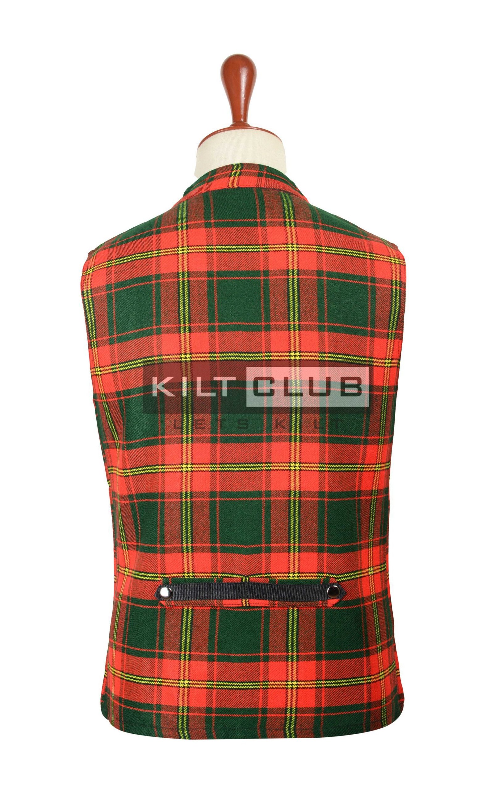 Ulster Red Tartan Fashion Waistcoat - Image 3