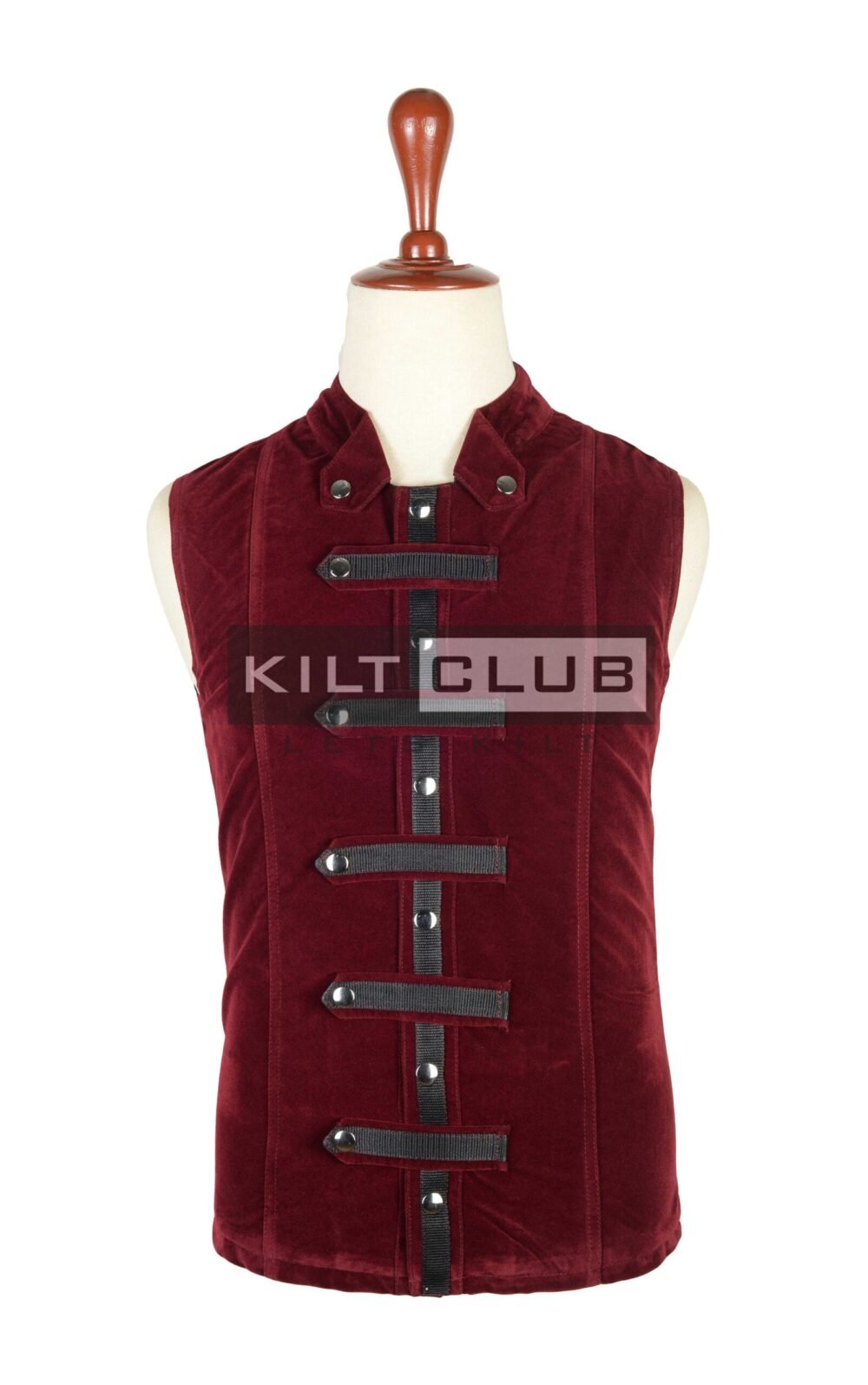 Wine Red Velvet Cyber Goth Waistcoat