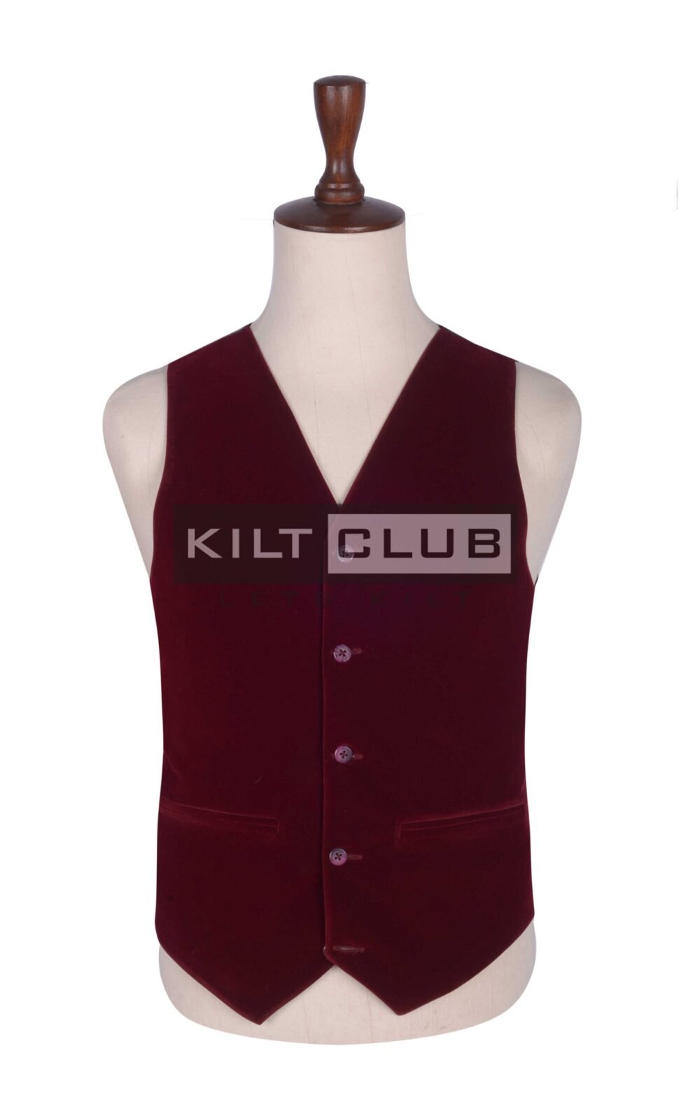 Wine Red Velvet Scottish Argyll Kilt Waistcoat