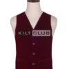Wine Red Velvet Scottish Argyll Kilt Waistcoat
