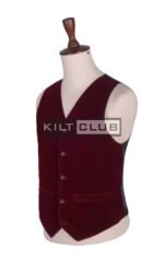 Wine Red Velvet Scottish Argyll Kilt Waistcoat - Image 2