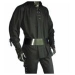 Black Cotton Kilt Shirt Medieval Pirate LARP Halloween