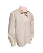 Claymore Highlander Mens Ivory Jacobite Ghillie kilt Shirt