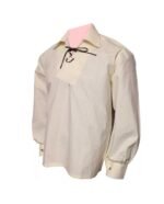 Claymore Highlander Mens Ivory Jacobite Ghillie kilt Shirt