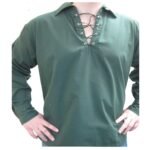 GREEN COTTON JACOBITE GHILLIE KILT SHIRT