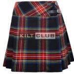 Black Stewart Tartan Women Knee Length Skirt