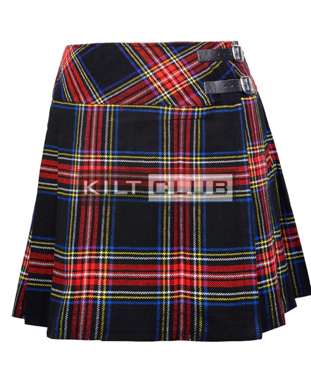 Black Stewart Tartan Women Knee Length Skirt