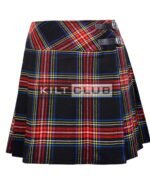 Black Stewart Tartan Women Knee Length Skirt