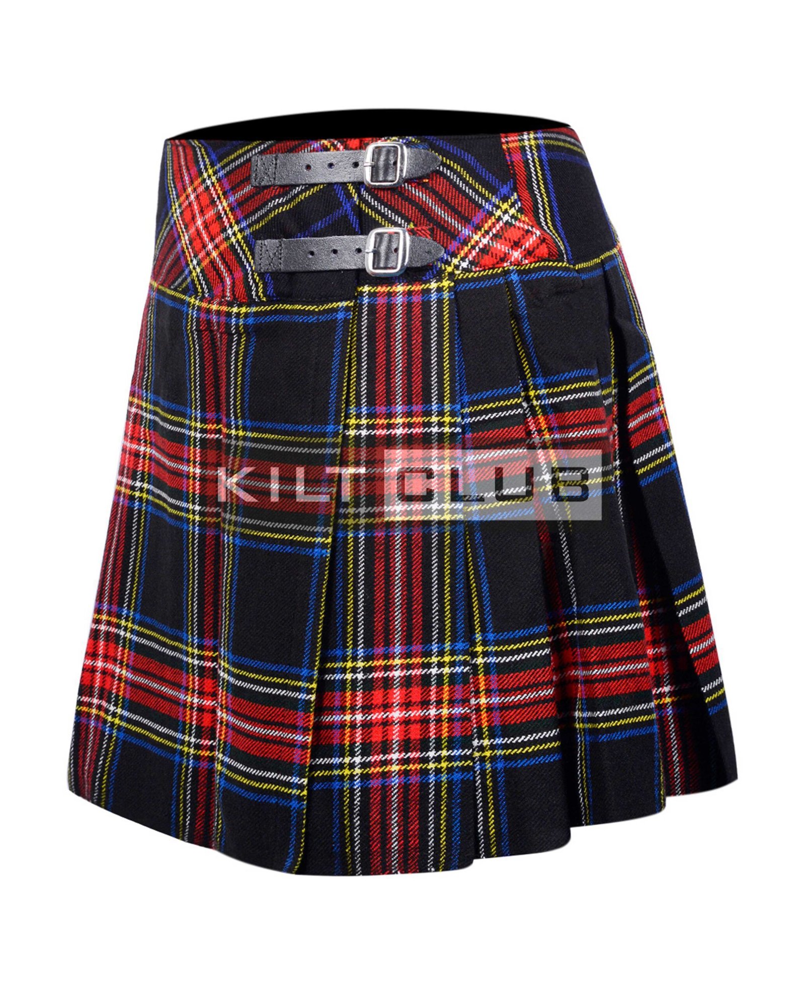 Black Stewart Tartan Women Knee Length Skirt - Image 2