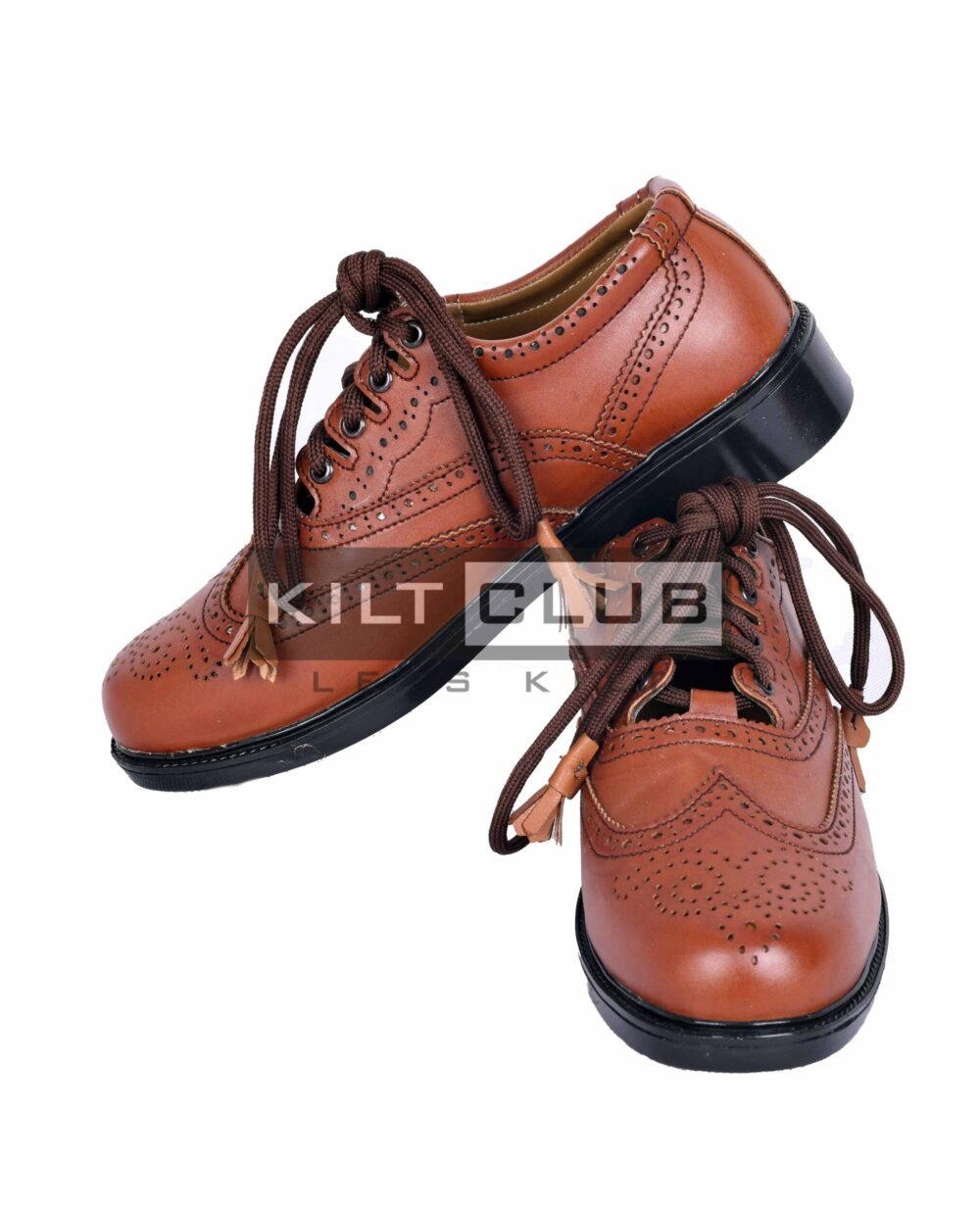 Brown Leather Ghillie Brogues Kilt Shoes