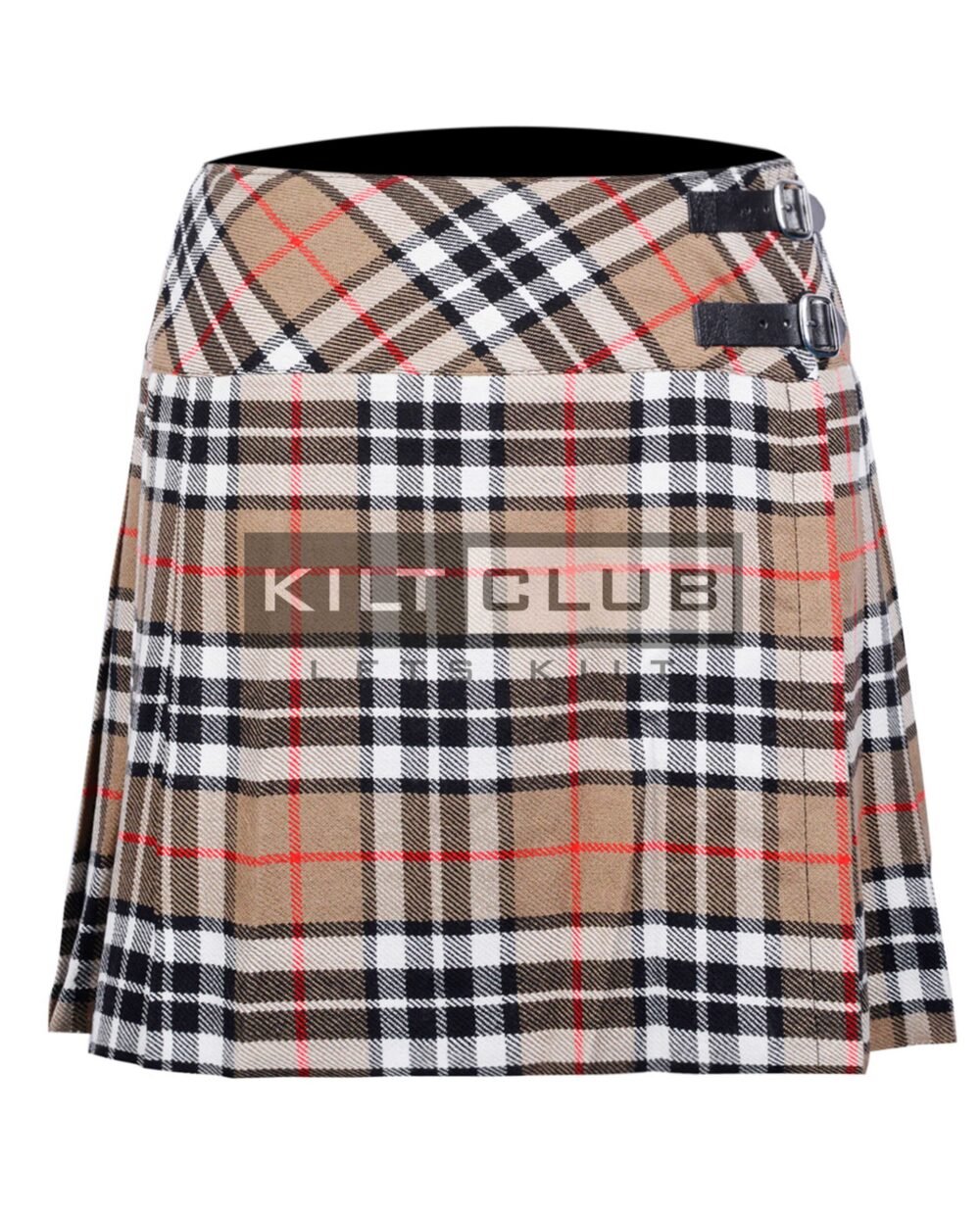 Camel Thompson Tartan Women Knee Length Skirt