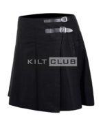 Slid Black Tartan Women Knee Length Skirt - Image 2