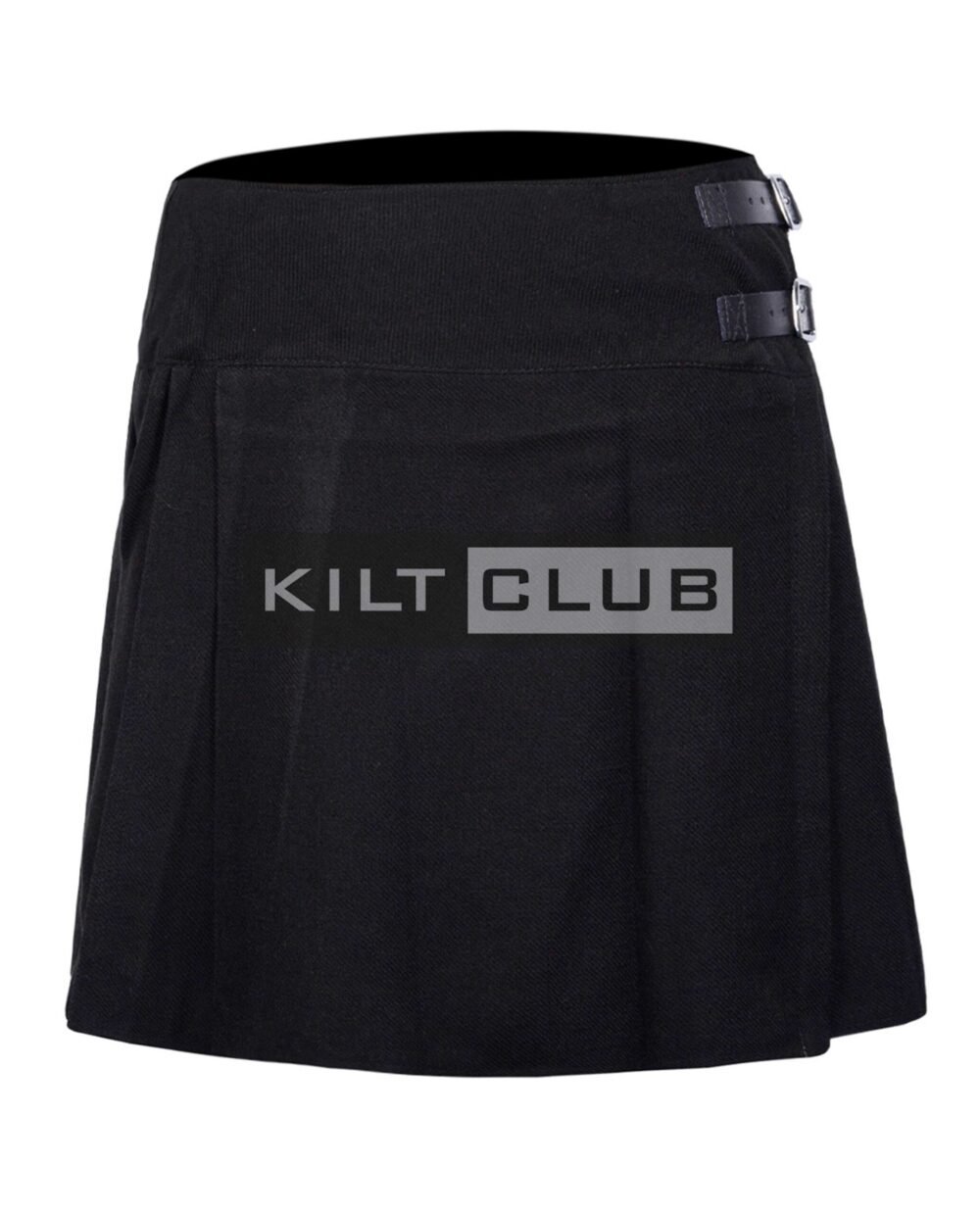 Solid Black Tartan Women Knee Length Skirt