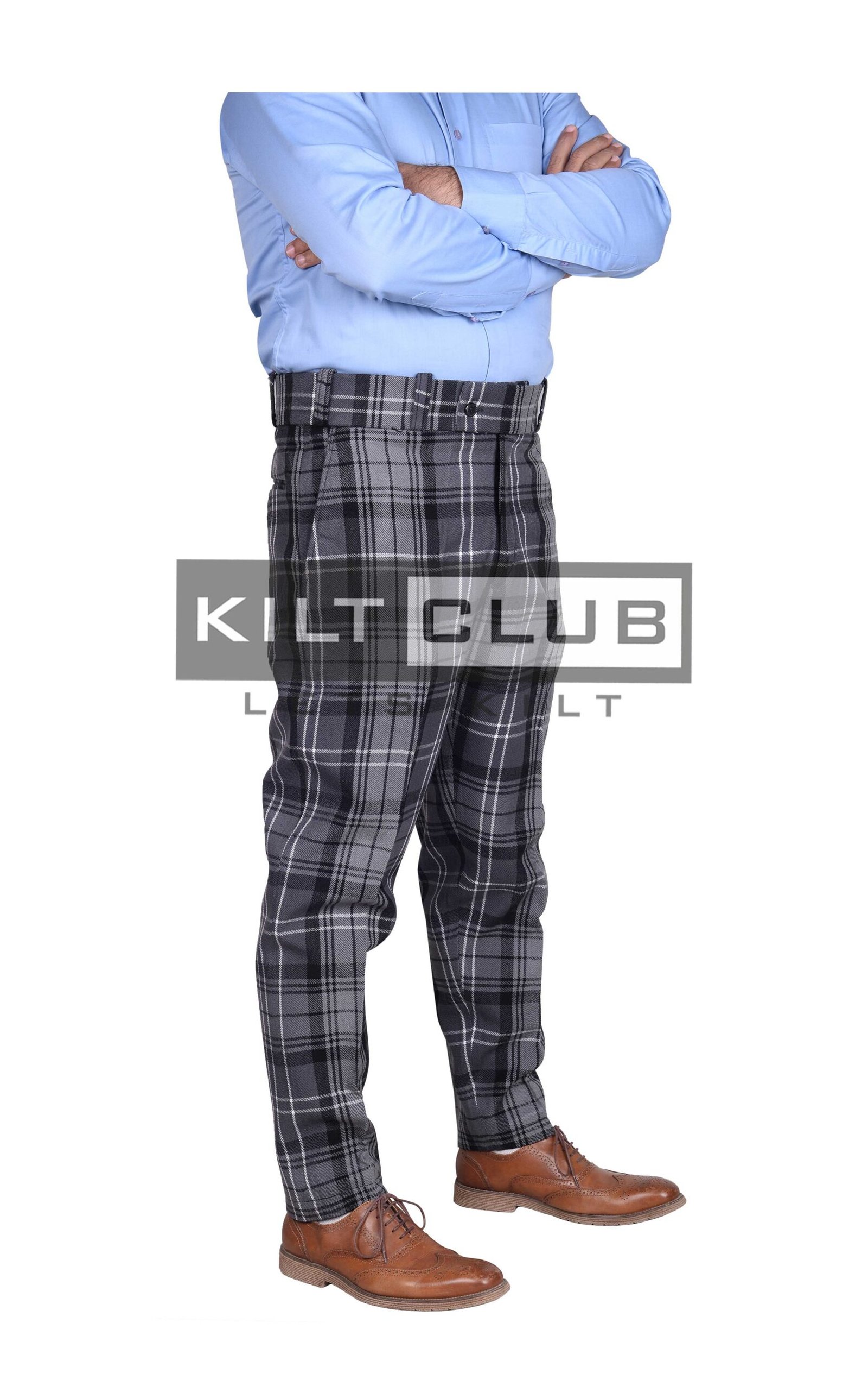 Hamilton Gray Trousers in Multiple Tartan - Image 3