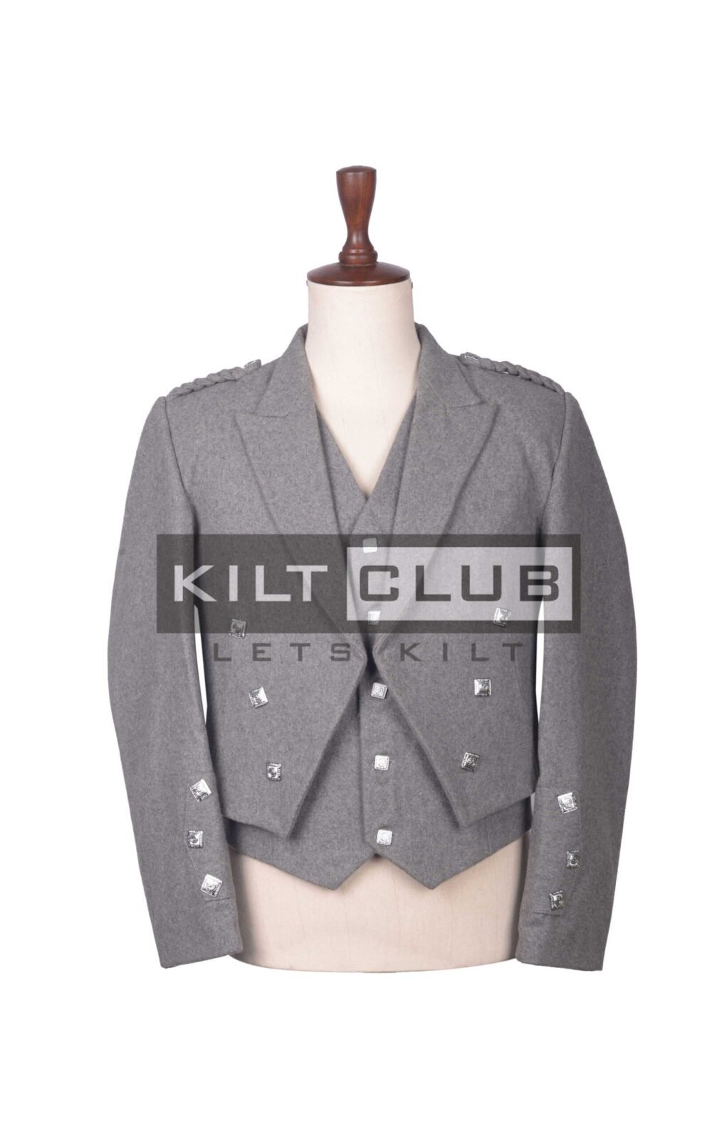 Gray Wool Prince Charlie Jacket and Waistcoat