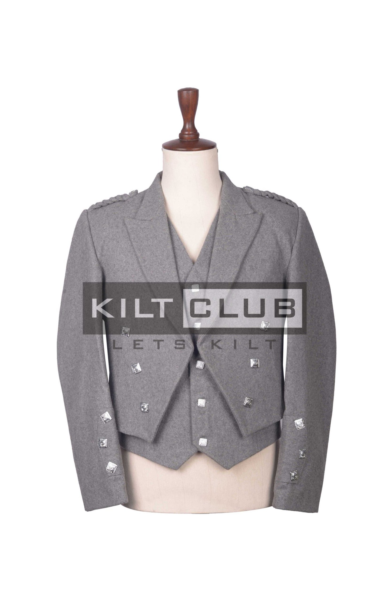 Gray Wool Prince Charlie Jacket and Waistcoat