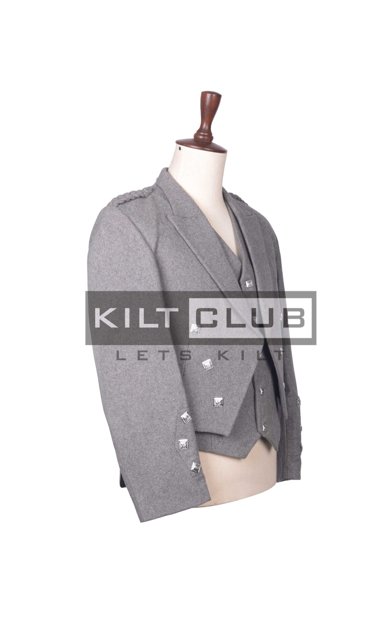 Gray Wool Prince Charlie Jacket and Waistcoat - Image 2