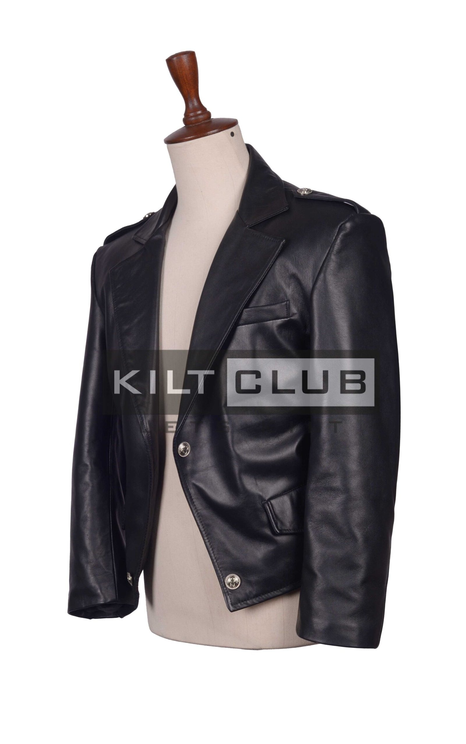 Black Leather Prince Charlie Jacket - Image 2
