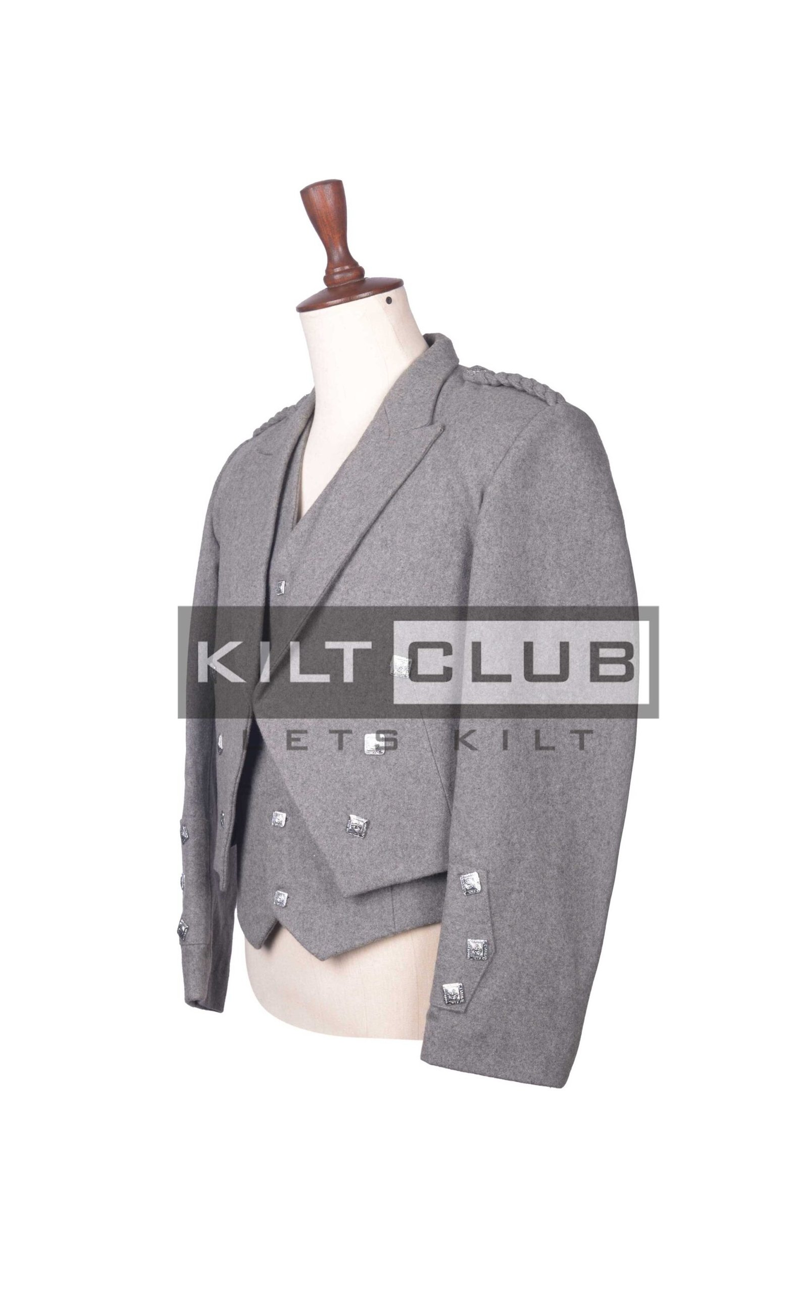 Gray Wool Prince Charlie Jacket and Waistcoat - Image 3