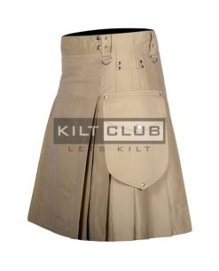 Alternative view of Khaki Cotton Utility Kilt