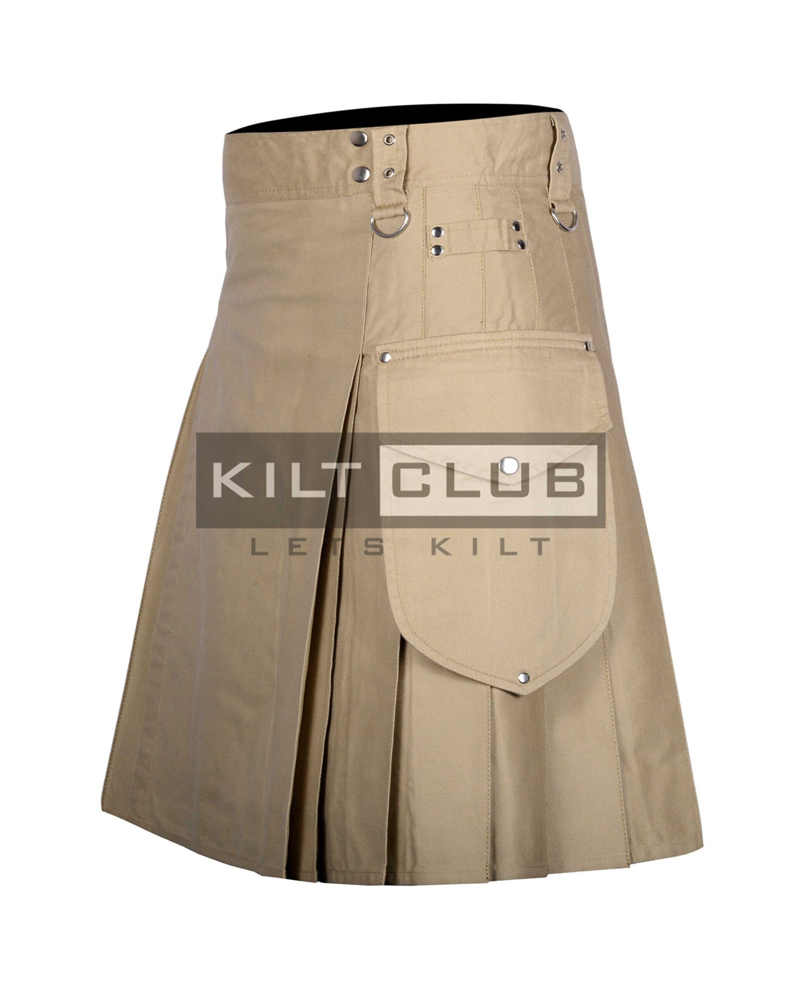 Khaki Cotton Utility Kilt - Image 2