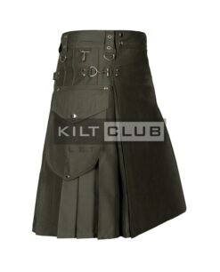 Alternative view of Olive Green Cotton Utility Kilt