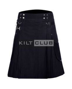 Black Cotton Utility Kilt