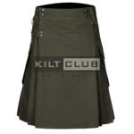 Olive Green Cotton Utility Kilt