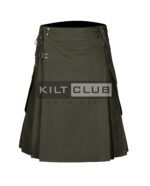 Olive Green Cotton Utility Kilt