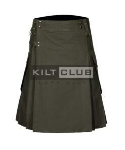 Olive Green Cotton Utility Kilt